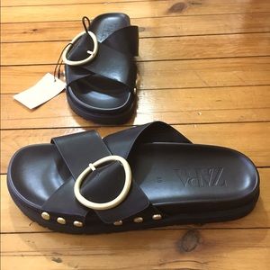 Studded black Zara slides